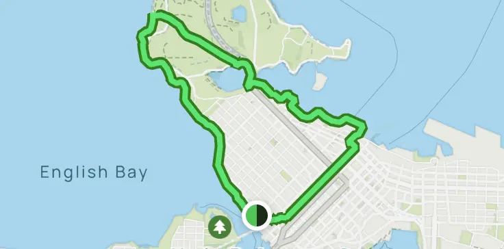 Granville Station, Robson, and English Bay route preview.