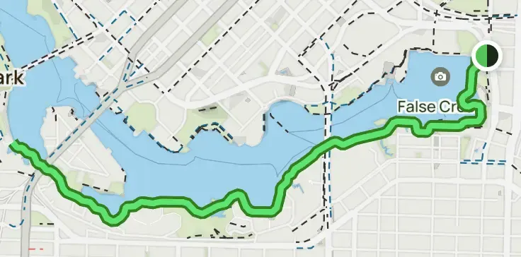 False Creek Seawall route from Science World to Granville Island.
