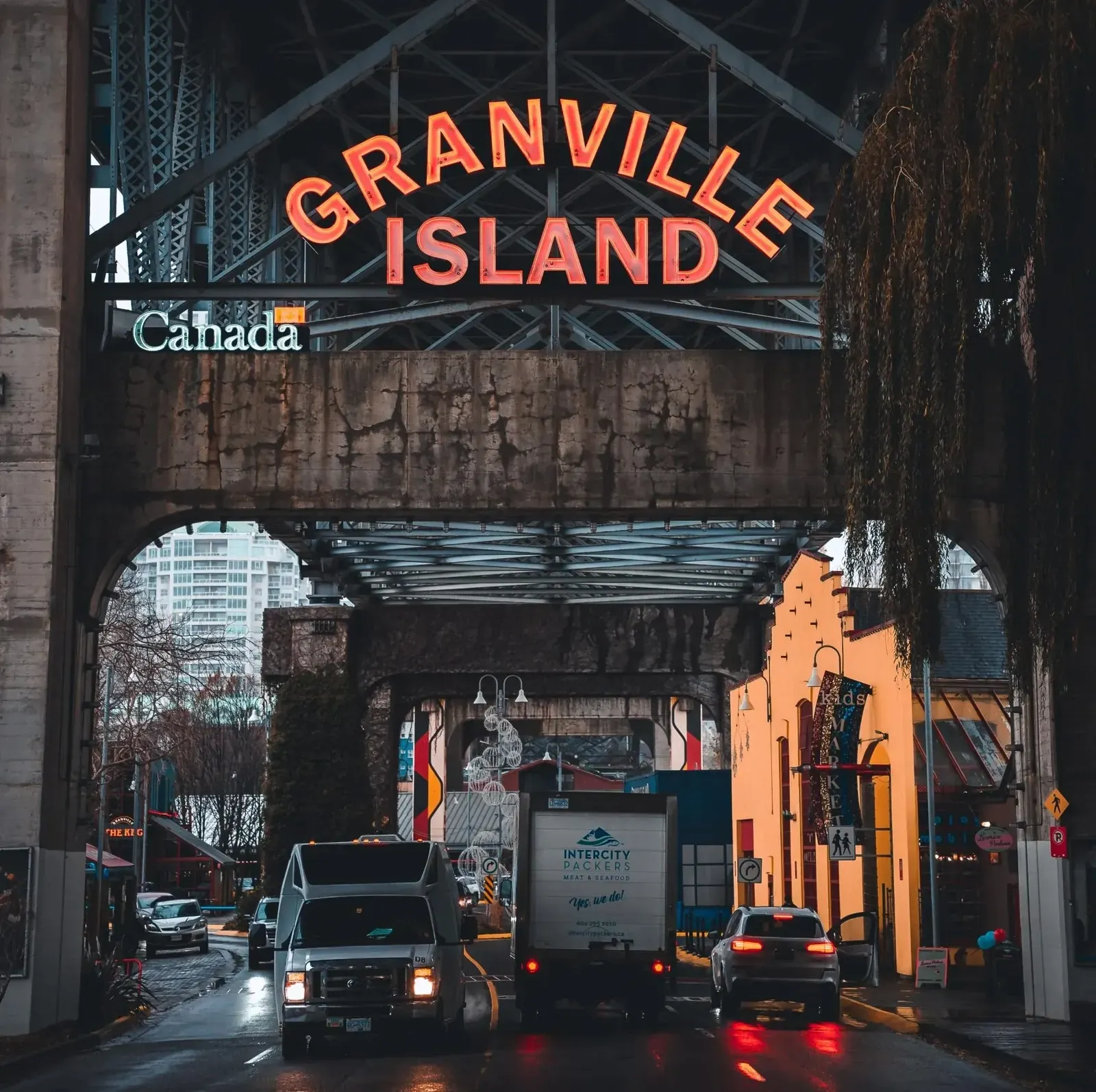 Granville area streets and market district feel.