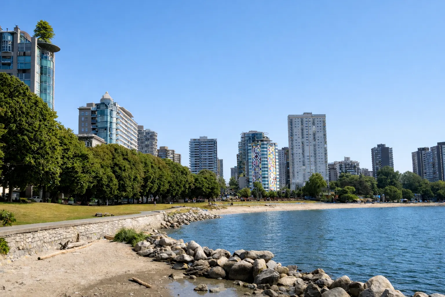 Sunset Beach area skyline and water